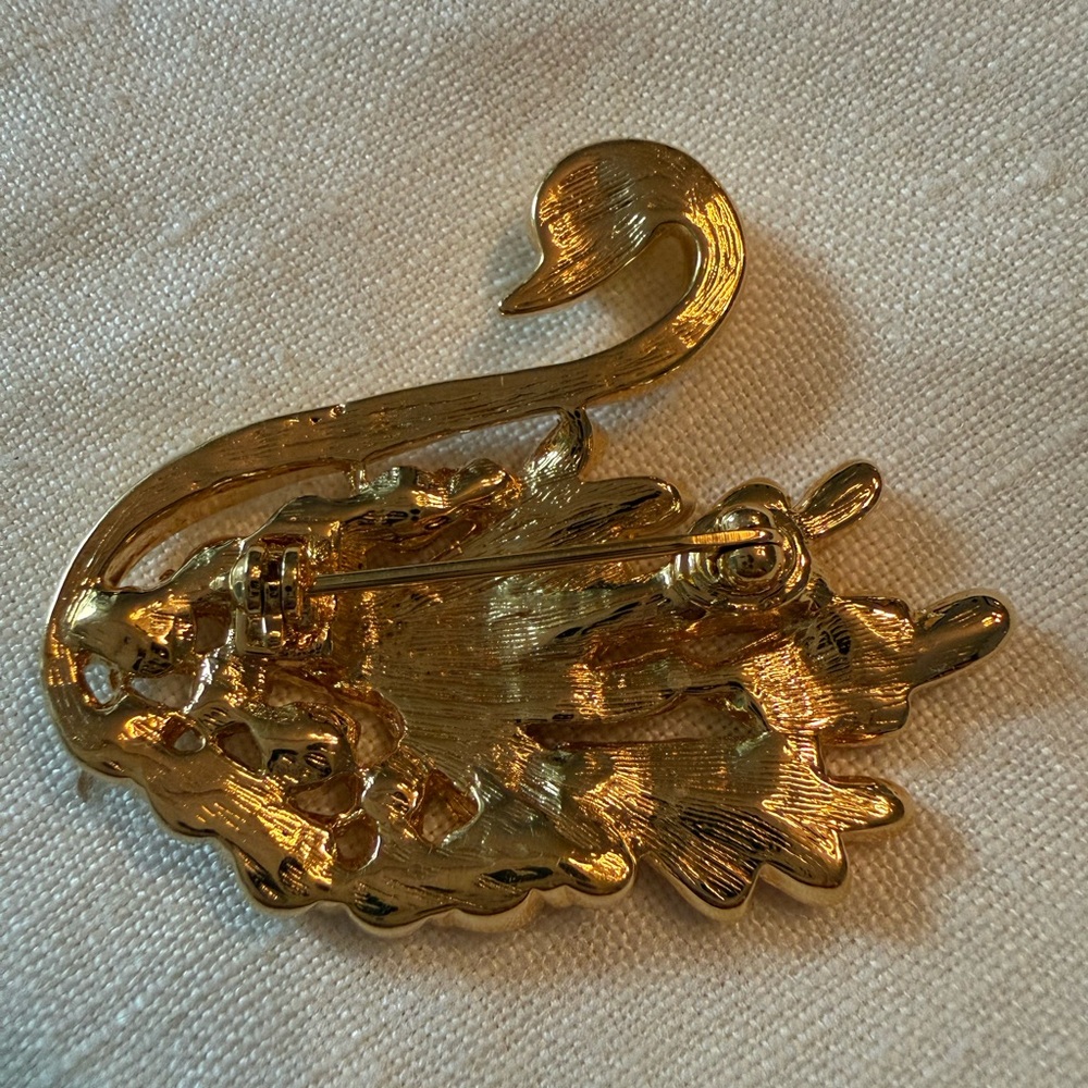 Vintage Swan Rhinestone Crystal Brooch - Picture 6 of 7